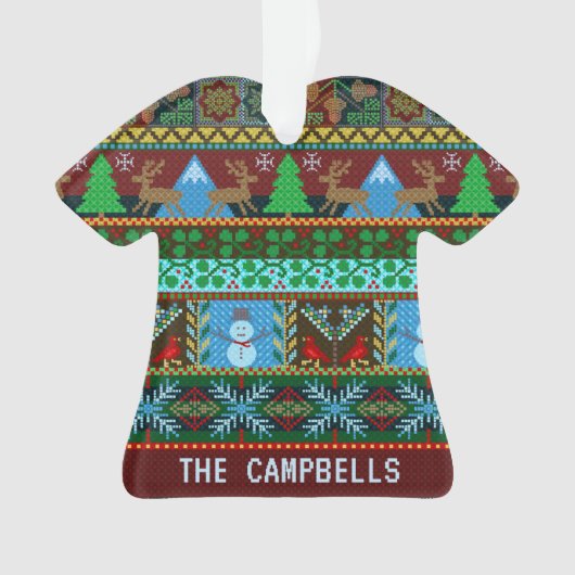 Gebreide Ugly KerstSweater Reindeer | Naam Ornament (voorkant)