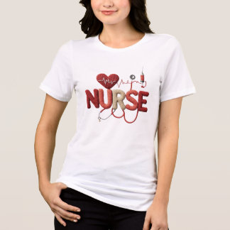 Gebreide verpleegster sublimatieontwerp met hartsl Tri-Blend shirt