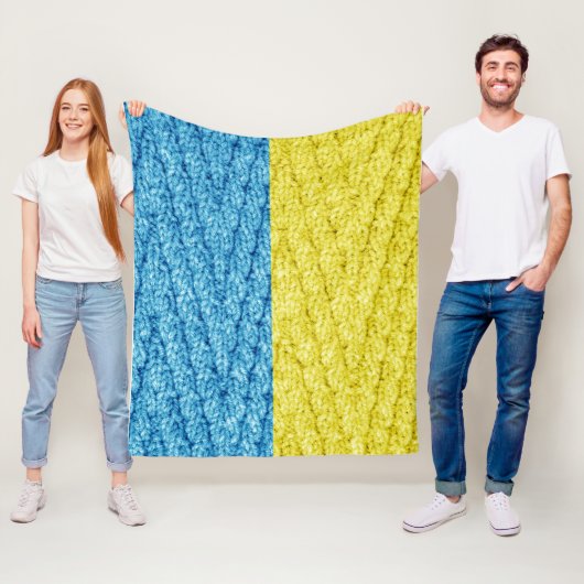 Gebreide vlag van Oekraïne Fleece Deken (In situ)