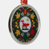 Gebreide Vos Esdoren Bos Ronde Kerstbal Metalen Ornament (Rechts)