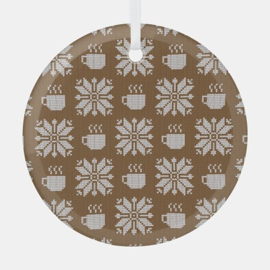 Gebreide winter: decoratieve theekopjes glas ornament (Voorkant)