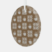 Gebreide winter: decoratieve theekopjes glas ornament (Voorkant links)