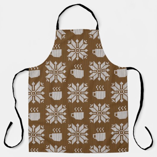 Gebreide winter: decoratieve theekopjes schort (Voorkant)