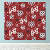 Gebreide winter kerst decoratief patroon canvas afdruk (Insitu (Houten vloer))