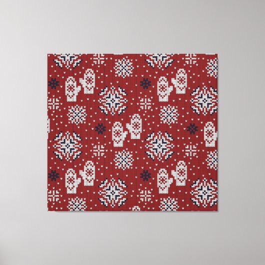 Gebreide winter kerst decoratief patroon canvas afdruk (Voorkant)