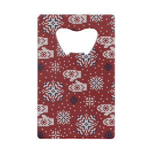 Gebreide winter kerst decoratief patroon creditkaart flessenopener
