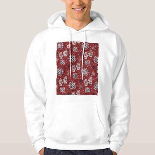 Gebreide winter kerst decoratief patroon hoodie (Voorkant)