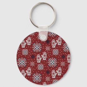 Gebreide winter kerst decoratief patroon sleutelhanger