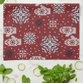 Gebreide winter kerst decoratief patroon theedoek (Gevouwen)
