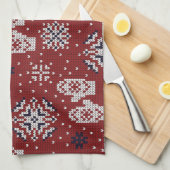 Gebreide winter kerst decoratief patroon theedoek (Quarter Fold)