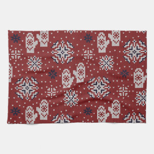 Gebreide winter kerst decoratief patroon theedoek