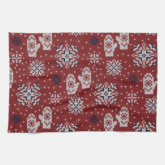 Gebreide winter kerst decoratief patroon theedoek (Horizontaal)