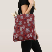 Gebreide winter kerst decoratief patroon tote bag (Dichtbij)