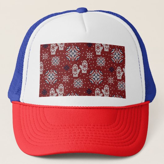 Gebreide winter kerst decoratief patroon trucker pet (Voorkant)