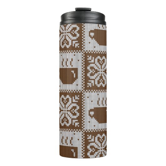 Gebreide winterbekers: warm drankpatroon. thermosbeker (Voorkant)