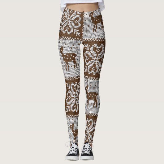 Gebreide winterherten:  dessin. leggings (Voorkant)