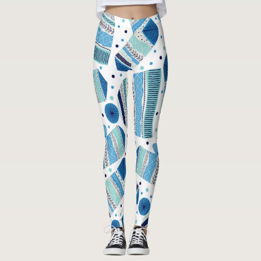 Gebreide winterkleding: Gezellig naadloos patroon. Leggings (Voorkant)