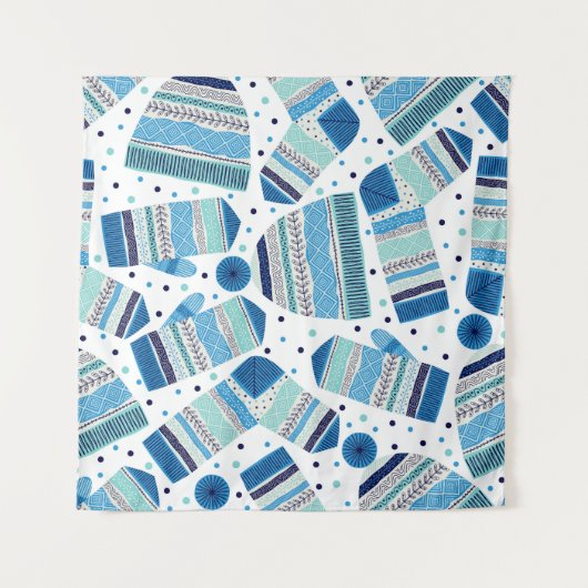 Gebreide winterkleding: Gezellig naadloos patroon. Wandkleed (Voorkant)