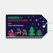 Gebreide winterlandschap met Santa Merry Christmas Cadeaulabel (Voorkant (Horizontaal))