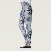 Gebreide winterpinguïns decoratief patroon leggings (Links)