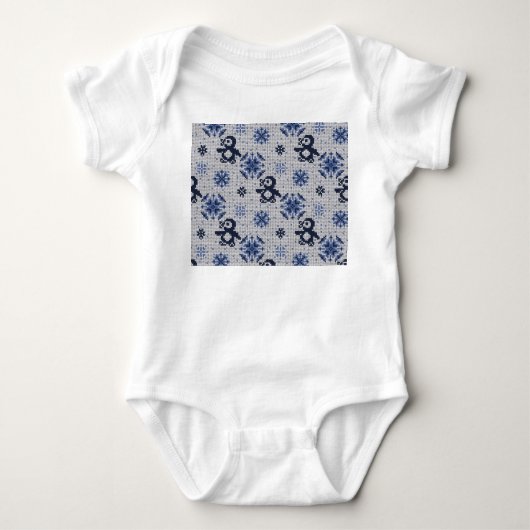 Gebreide winterpinguïns decoratief patroon romper (Voorkant)
