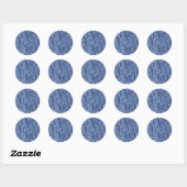 Gebreide wol vierkant blauw ronde sticker (Vel)