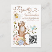 Gebreide Woodland Beer Baby shower QR Code Registr Informatiekaartje (Voorkant)
