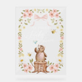 Gebreide Woodland Beer Floral Baby shower Welkom Acryl Bord (Voorkant)