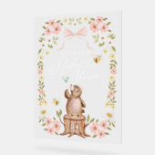 Gebreide Woodland Beer Floral Baby shower Welkom Acryl Bord (Hoek)