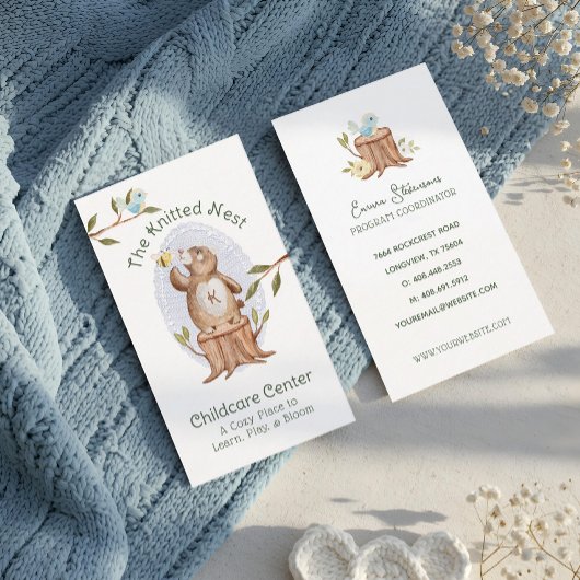 Gebreide Woodland Beer Fun Kinderopvang Kinderdagv Visitekaartje