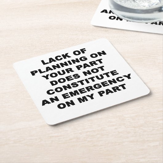 Gebrek aan planning kartonnen onderzetters (Schuin)