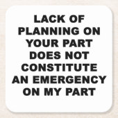 Gebrek aan planning kartonnen onderzetters (Voorkant)