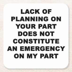 Gebrek aan planning kartonnen onderzetters