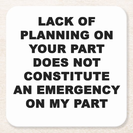 Gebrek aan planning kartonnen onderzetters (Voorkant)