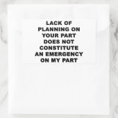Gebrek aan planning rechthoekige sticker (Tas)