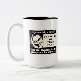 Gebrek aan planning tweekleurige koffiemok