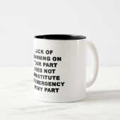 Gebrek aan planning tweekleurige koffiemok (Voorkant rechts)