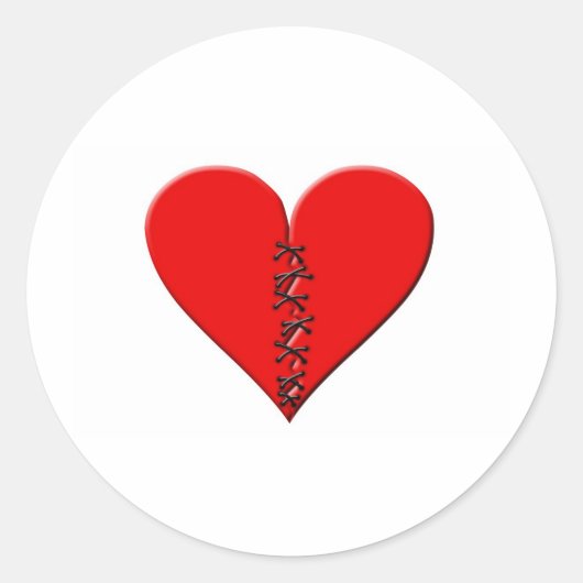 Gebrochenes , geflicktes Herz Ronde Sticker (Voorkant)