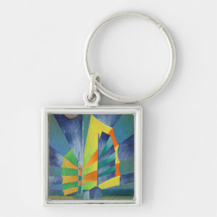 Gebrok door het licht van de zilvermaan sleutelhanger