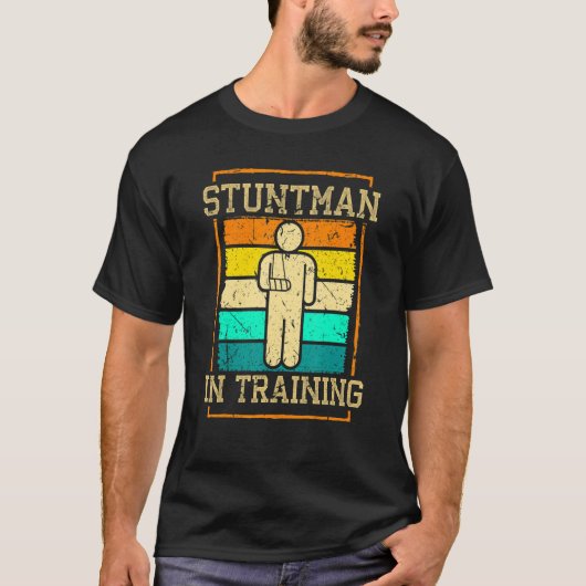 Gebroken arm: Joke Retro Stuntman in opleiding T-shirt (Voorkant)