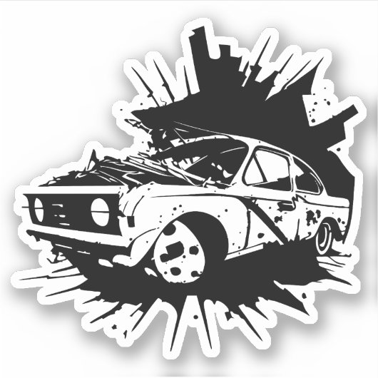 Gebroken autowrak Automobiel Clipart Sticker (Voorkant)