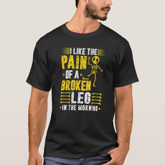 Gebroken been Chirurgie Pijn Joke Knee Letsels Ske T-shirt (Voorkant)