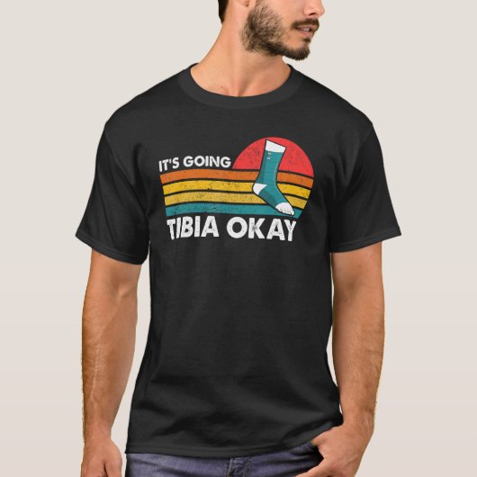 Gebroken been het gaat Tibia oké beterschap Retro T-shirt (Voorkant)