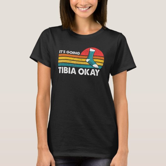 Gebroken been het gaat Tibia oké beterschap Retro T-shirt (Voorkant)
