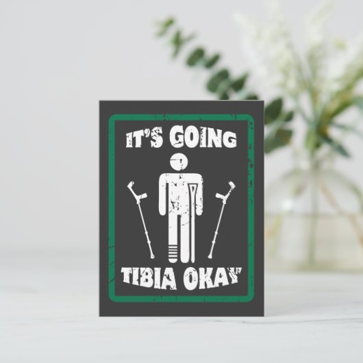 Gebroken been scheenbeen oké beterschap cadeau briefkaart (Staand voorkant)