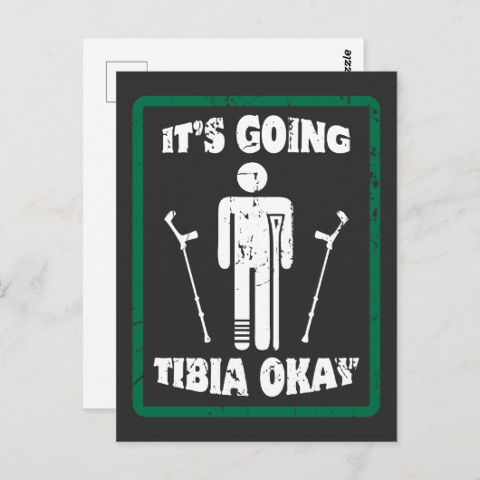 Gebroken been scheenbeen oké beterschap cadeau briefkaart (Voorkant / Achterkant)