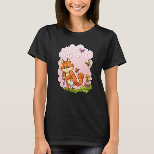 Gebroken been voor kinderen beterschap kat t-shirt (Voorkant)
