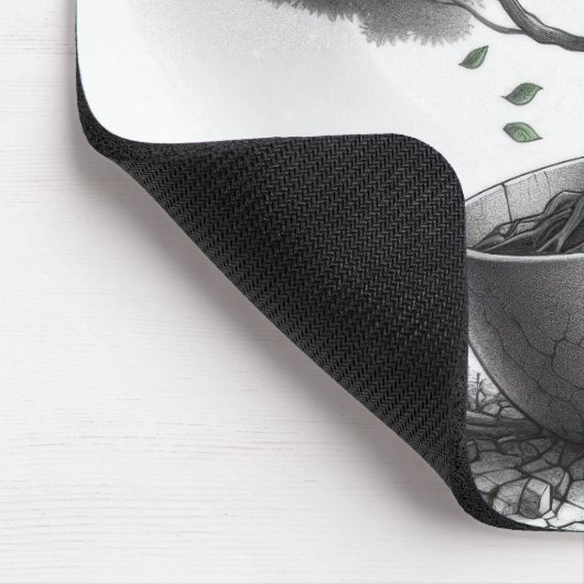 Gebroken beker met boom. muismat (Hoek)