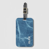 Gebroken blauw marmer - getextureerd steenpatroon bagagelabel (Voorkant (verticaal))