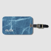 Gebroken blauw marmer - getextureerd steenpatroon bagagelabel (Voorkant (horizontaal))